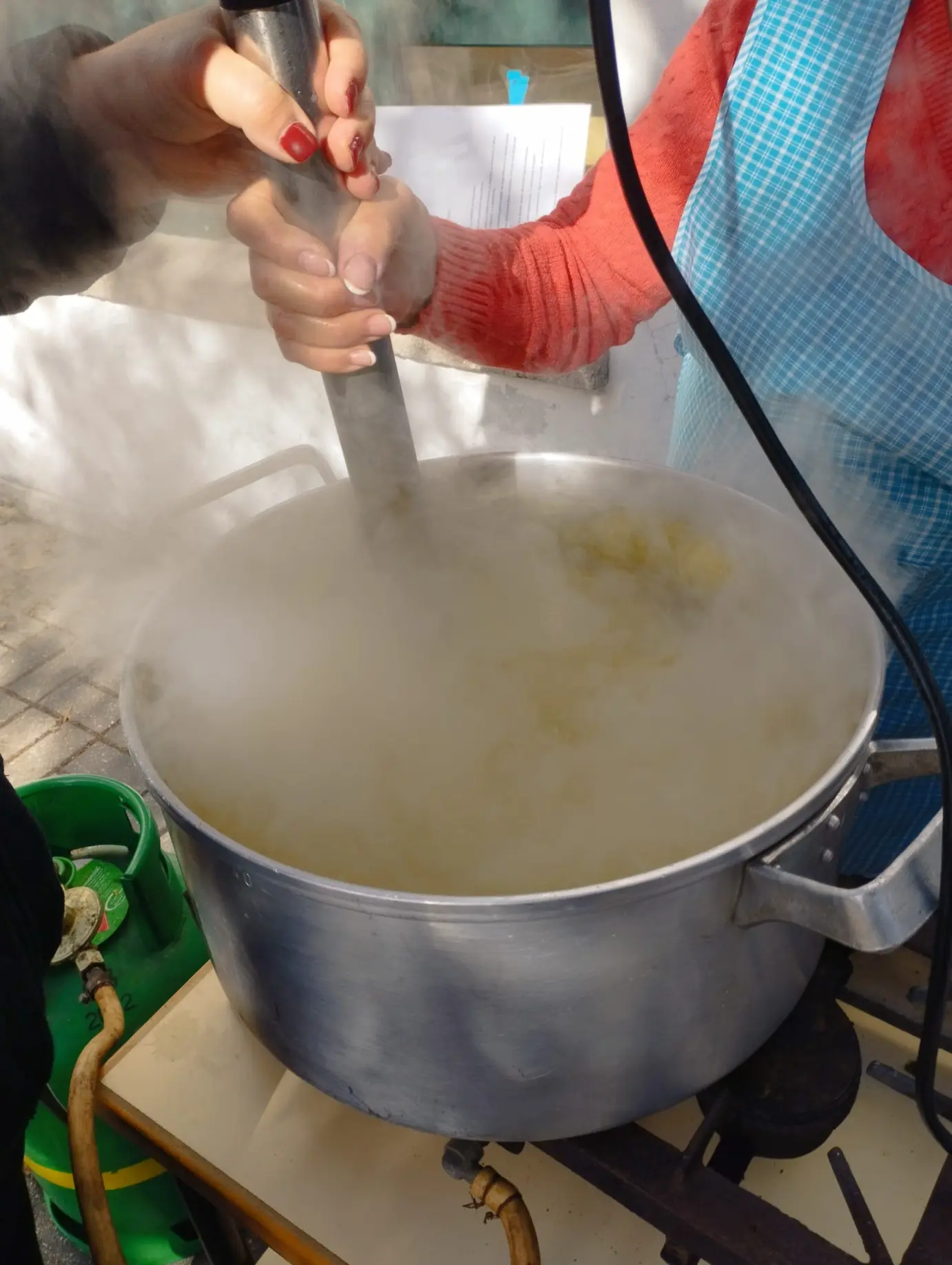Confeção de sopa de espinafres